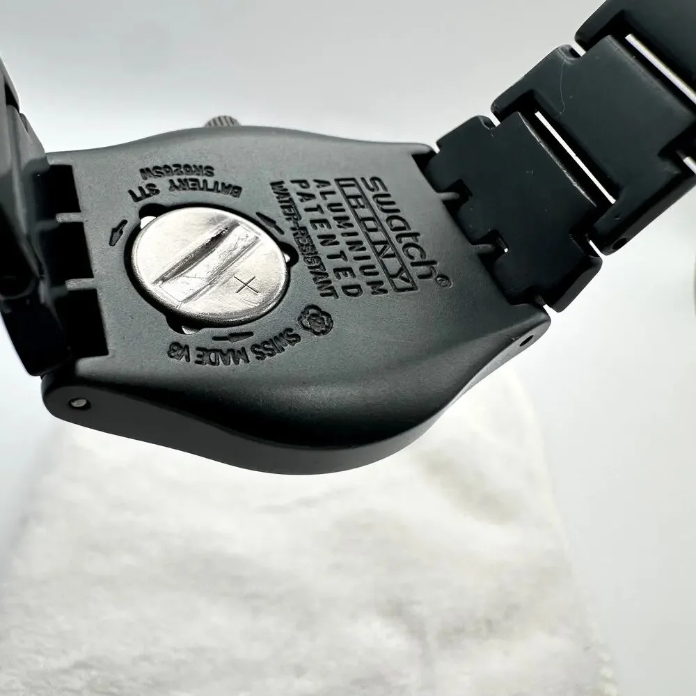 Swatch Irony Black Thought YLB7000AG Black Blue Dial Quartz Analog Watch